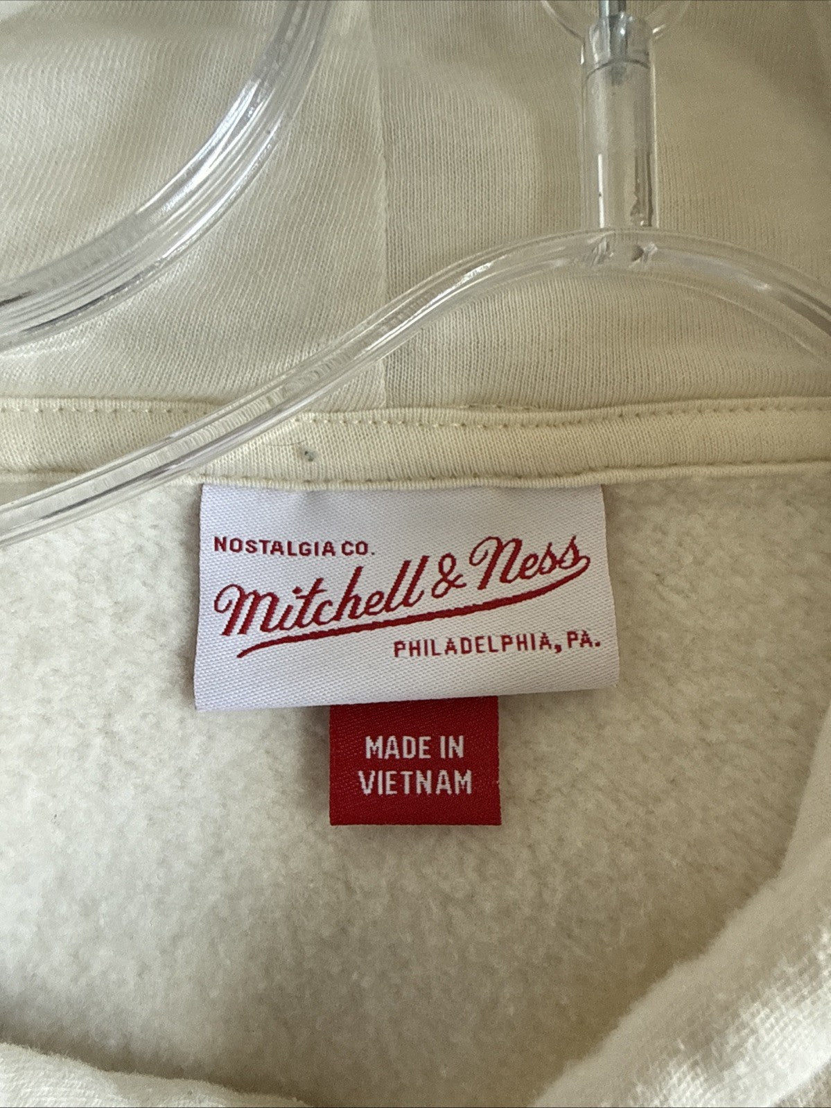 Men’s Mitchell & Ness Hartford Whalers Cream Walk - Off Fleece Hoodie Sz L - RARE - Kyle’s Football Cards