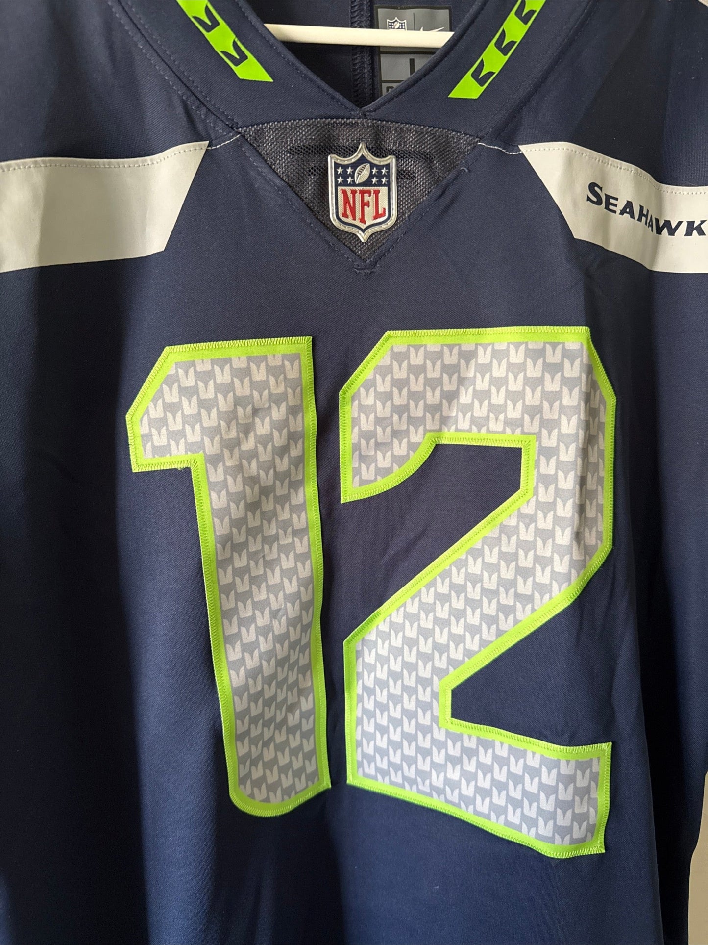 Men’s Nike 12th Fan 12 Seattle Seahawks Vapor Lmtd NFL Jersey Sz L - Navy RARE - Kyle’s Football Cards