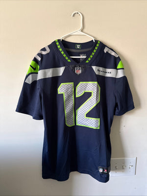 Men’s Nike 12th Fan #12 Seattle Seahawks Vapor Lmtd NFL Jersey Sz L - Navy RARE
