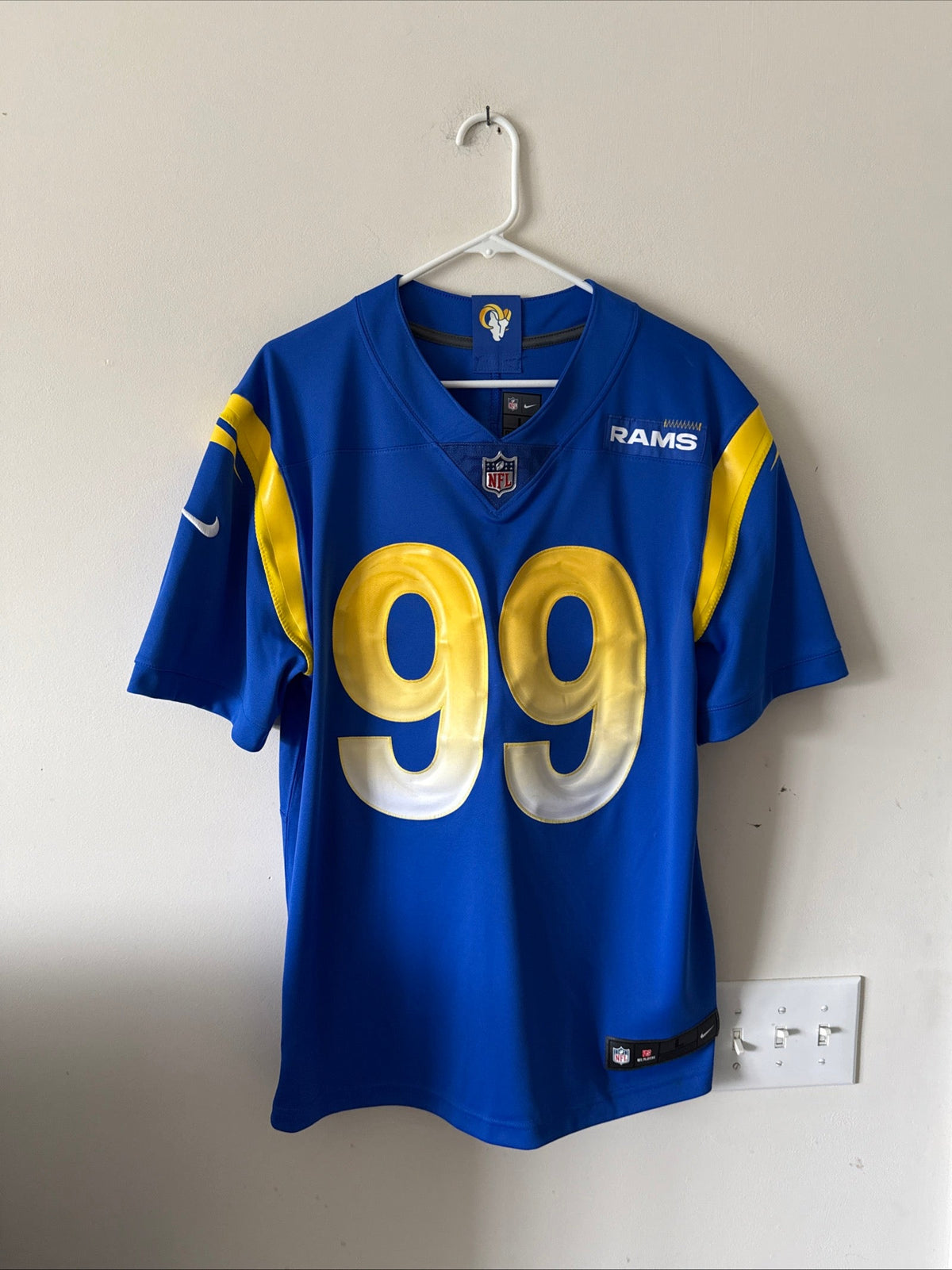 Men’s Nike Aaron Donald #99 LA Rams Vapor Limited NFL Jersey Sz L - Blue RARE - Kyle’s Football Cards