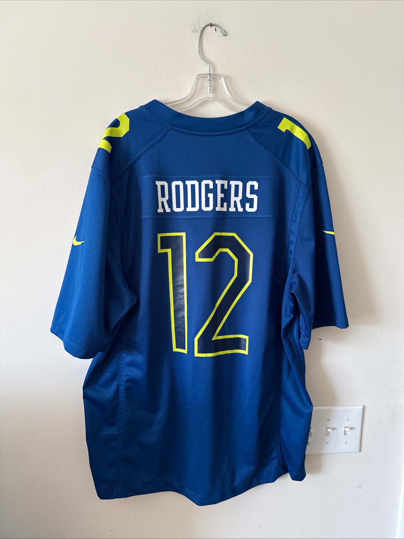 Men’s Nike Aaron Rodgers 12 GB Packers 2017 Pro Bowl NFC Jersey Sz XL Blue RARE - Kyle’s Football Cards
