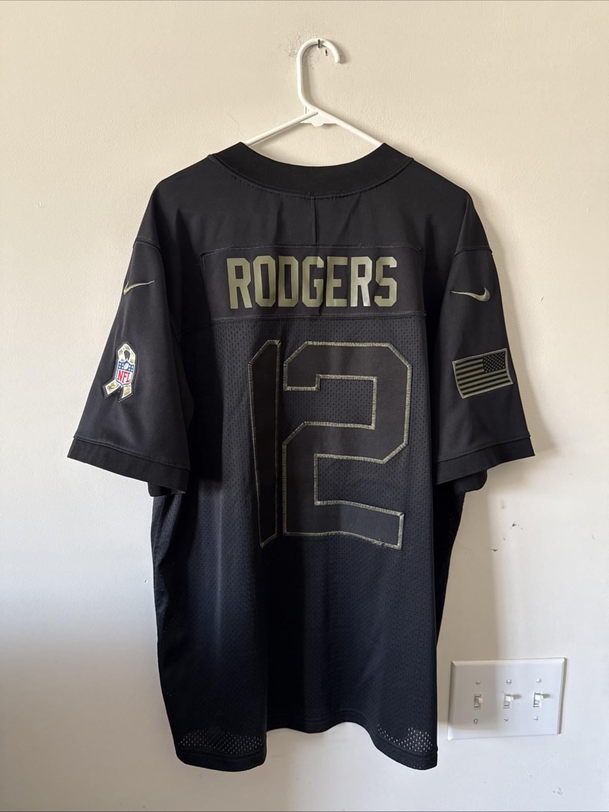 Men's Nike Aaron Rodgers #12 GB Packers 2020 Salute to Service Lmtd Jersey Sz XL - Kyle’s Football Cards