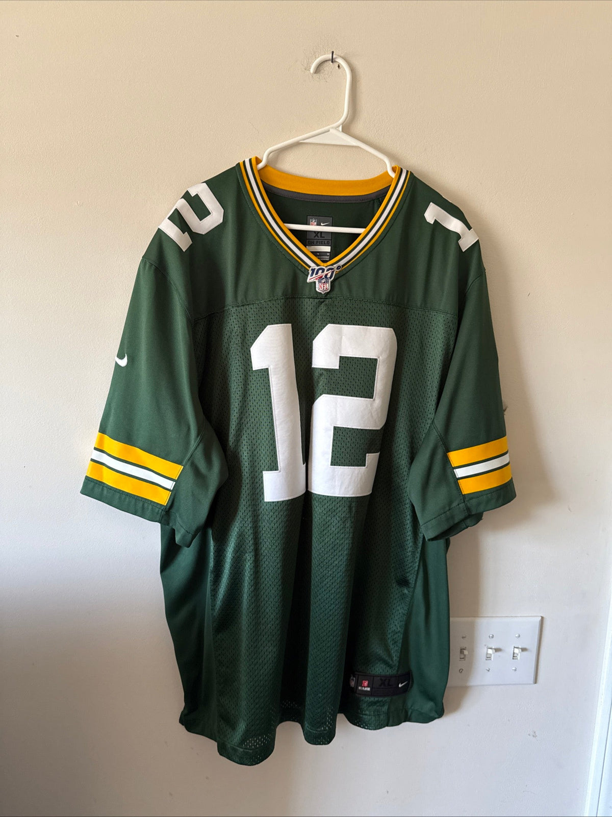 Men's Nike Aaron Rodgers #12 Green Bay Packers NFL 100 Vapor Lmtd Jersey Sz XL - Kyle’s Football Cards