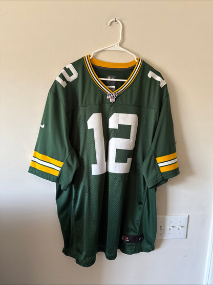 Men's Nike Aaron Rodgers #12 Green Bay Packers NFL 100 Vapor Lmtd Jersey Sz XL - Kyle’s Football Cards