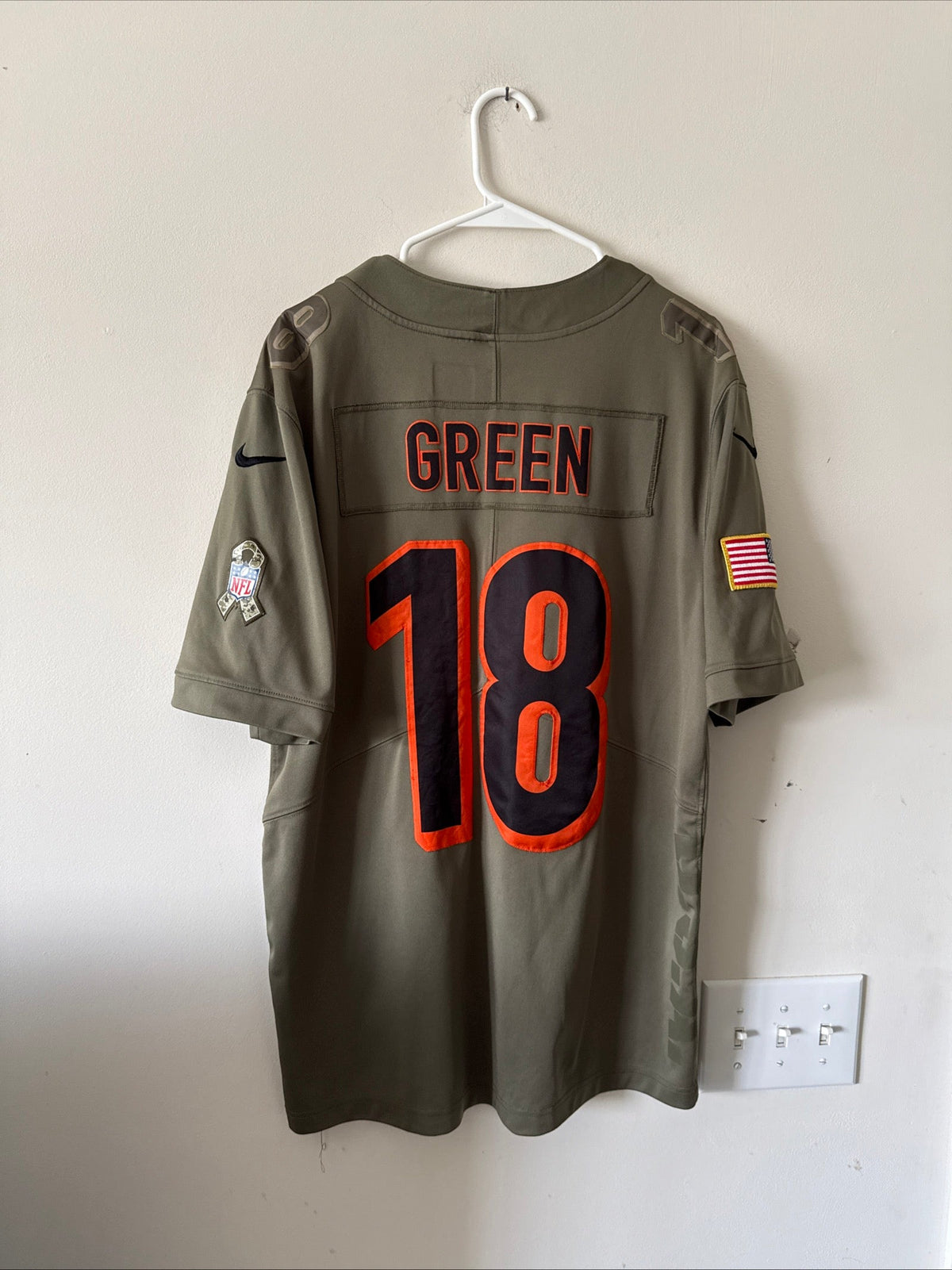 Men's Nike AJ Green 18 Cincinnati Bengals Salute To Service Jersey Sz L - RARE - Kyle’s Football Cards