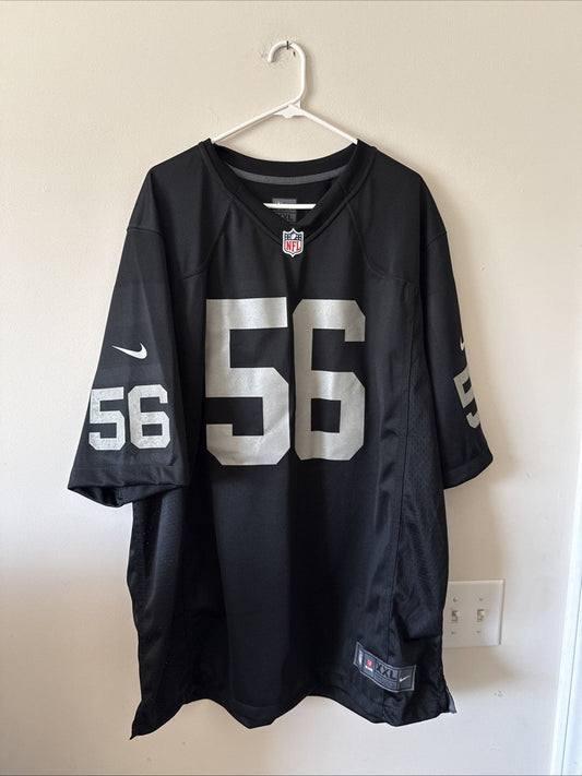 Men’s Nike AJ Hawk 56 Oakland Raiders NFL Football Jersey Sz 2XL - Black RARE - Kyle’s Football Cards