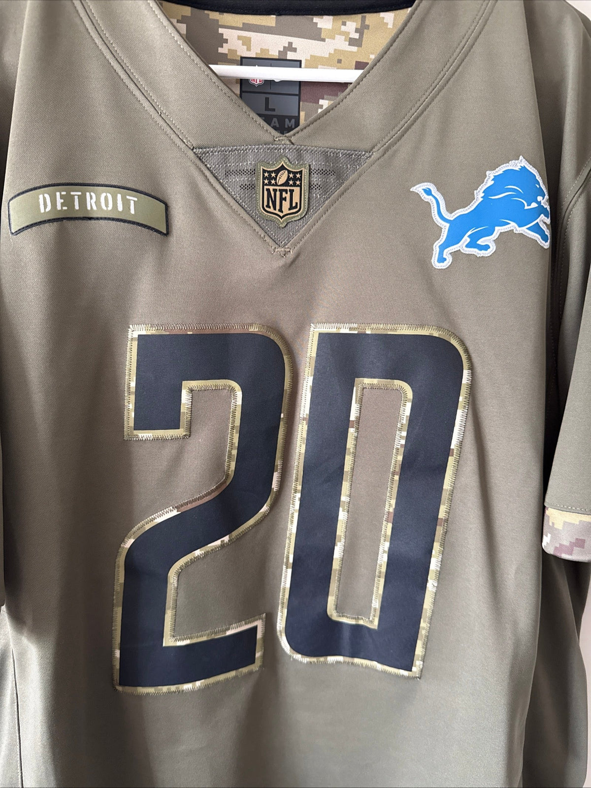 Men's Nike Barry Sanders #20 Detroit Lions Salute To Service Lmtd Jersey Sz L - Kyle’s Football Cards