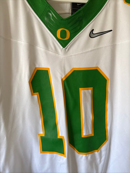 Men’s Nike Bo Nix #10 Oregon Ducks NCAA Jersey Sz L - White RARE - Kyle’s Football Cards