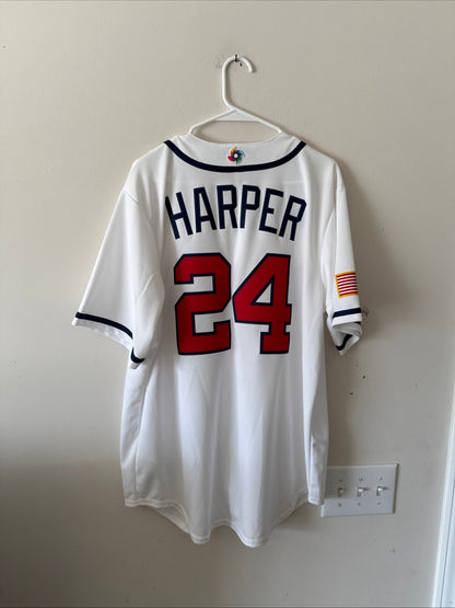 Men’s Nike Bryce Harper #24 Team USA 26’ World Baseball Classic Jersey Sz L RARE - Kyle’s Football Cards