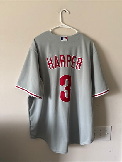 Men's Nike Bryce Harper 3 Philadelphia Phillies Road MLB Jersey Sz XL - RARE - Kyle’s Football Cards