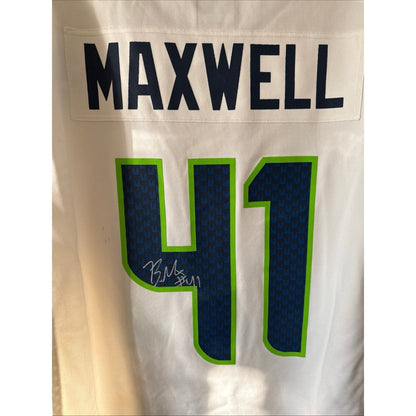 MEN’S NIKE BYRON MAXWELL 41 SEATTLE SEAHAWKS SIGNED ON FIELD JERSEY SZ XL RARE - Kyle’s Football Cards