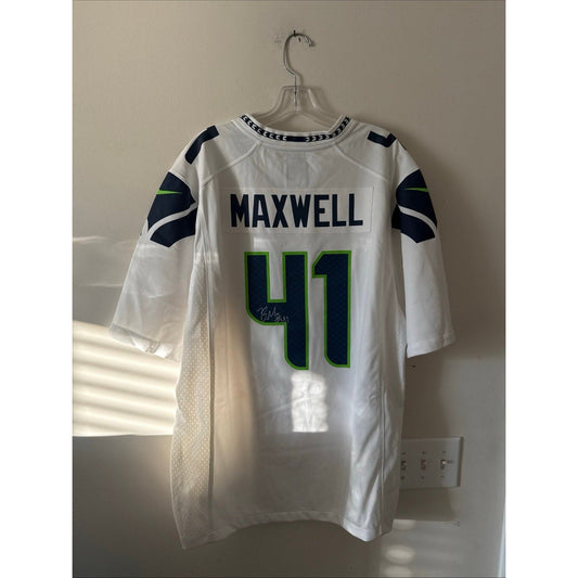MEN’S NIKE BYRON MAXWELL 41 SEATTLE SEAHAWKS SIGNED ON FIELD JERSEY SZ XL RARE - Kyle’s Football Cards