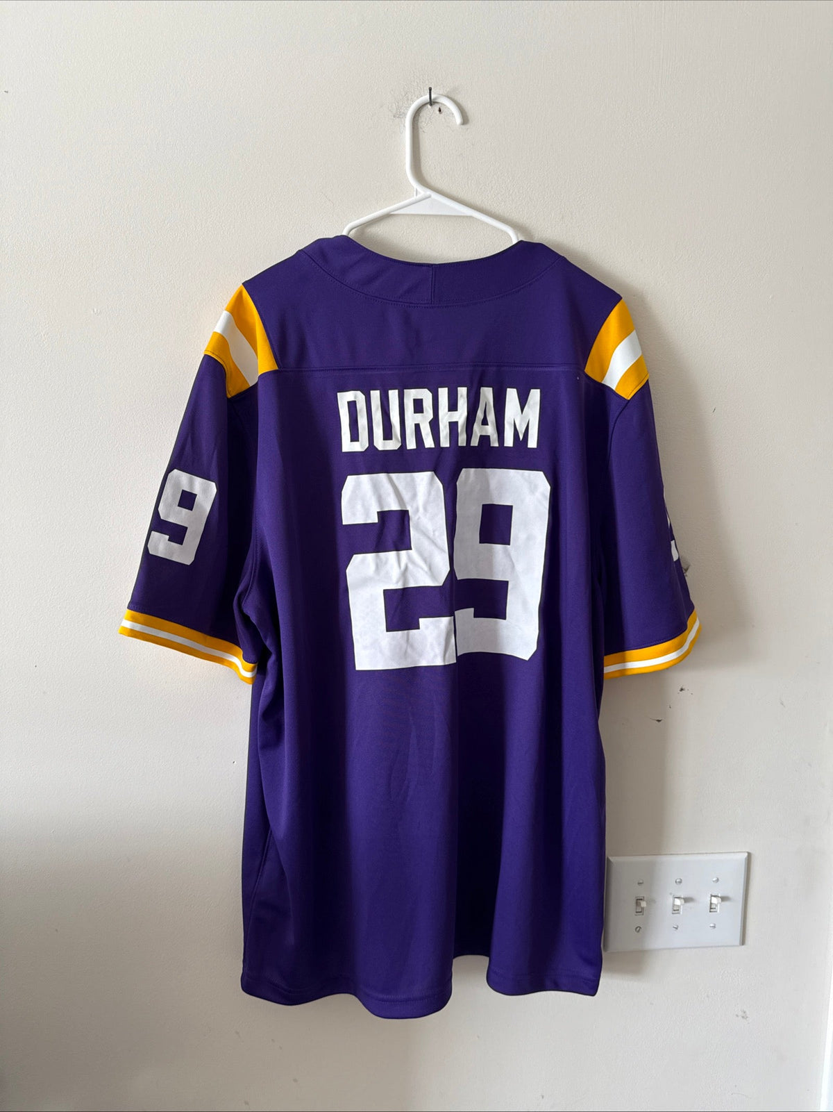 Men’s Nike Caden Durham #29 LSU Tigers NCAA Football Jersey Sz XL - Purple RARE - Kyle’s Football Cards