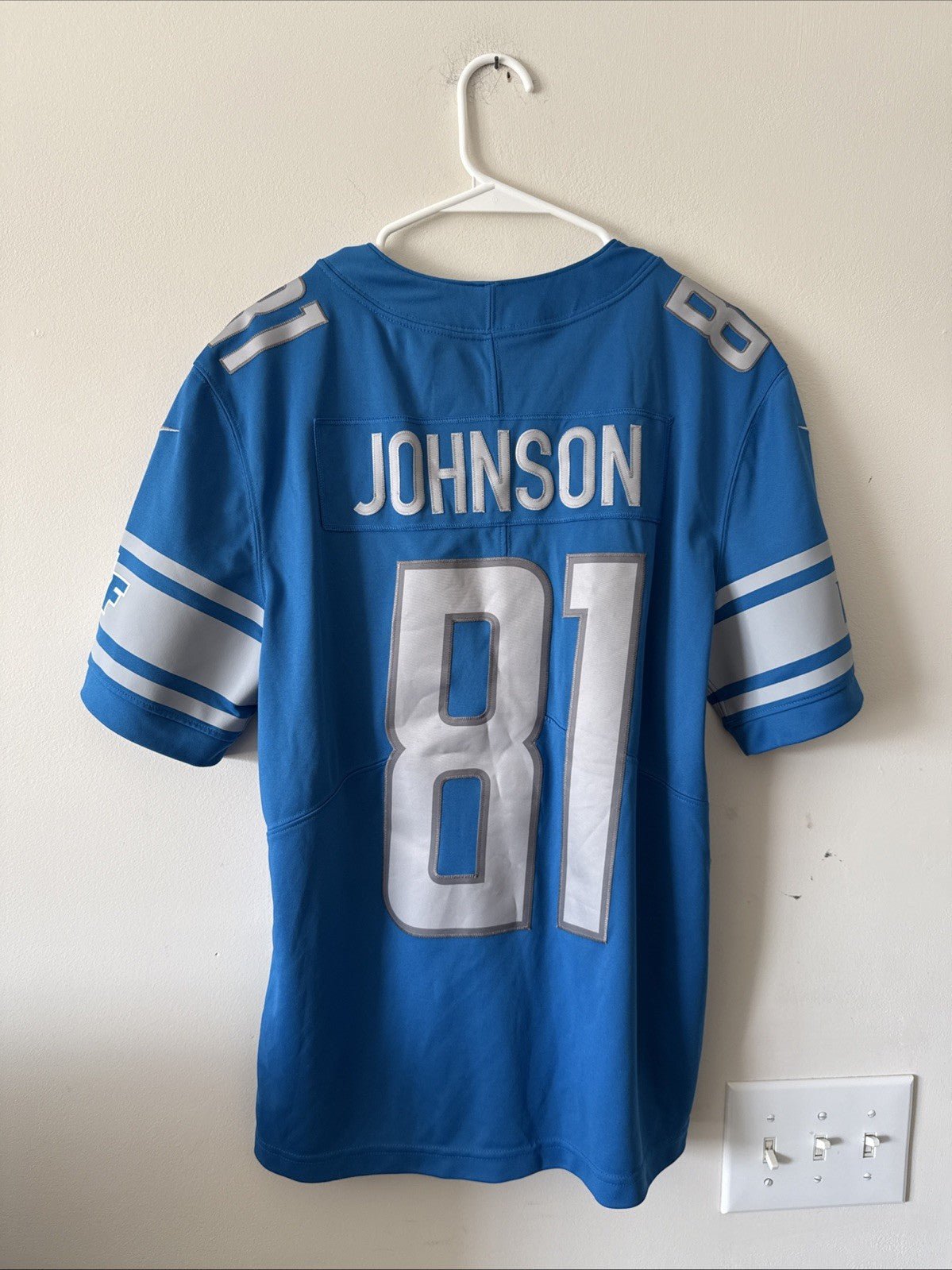 Men’s Nike Calvin Johnson #81 Detroit Lions Vapor Limited Jersey Sz M Blue RARE - Kyle’s Football Cards