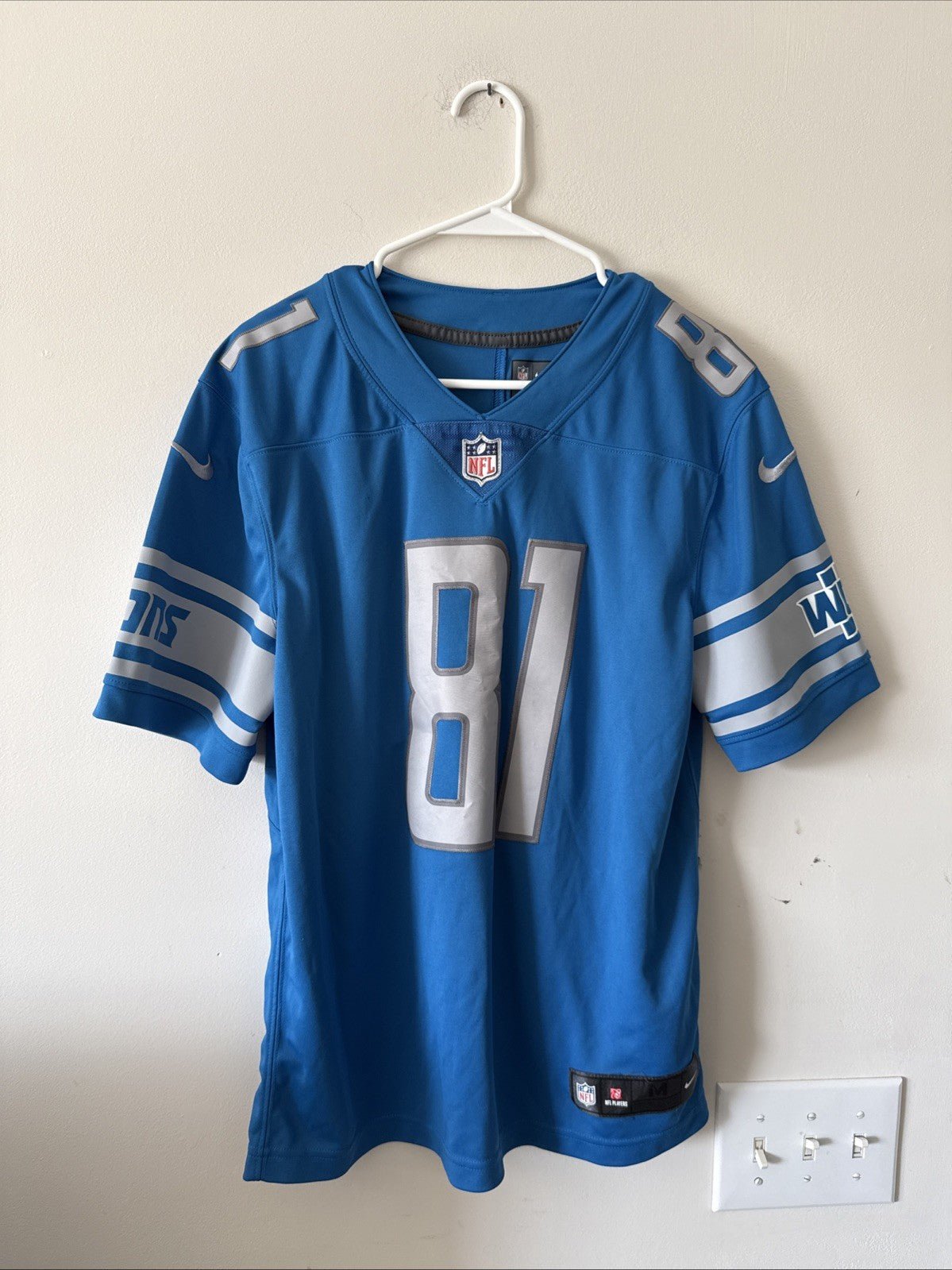 Men’s Nike Calvin Johnson #81 Detroit Lions Vapor Limited Jersey Sz M Blue RARE - Kyle’s Football Cards