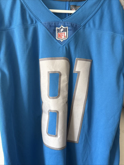 Men’s Nike Calvin Johnson #81 Detroit Lions Vapor Limited Jersey Sz M Blue RARE - Kyle’s Football Cards