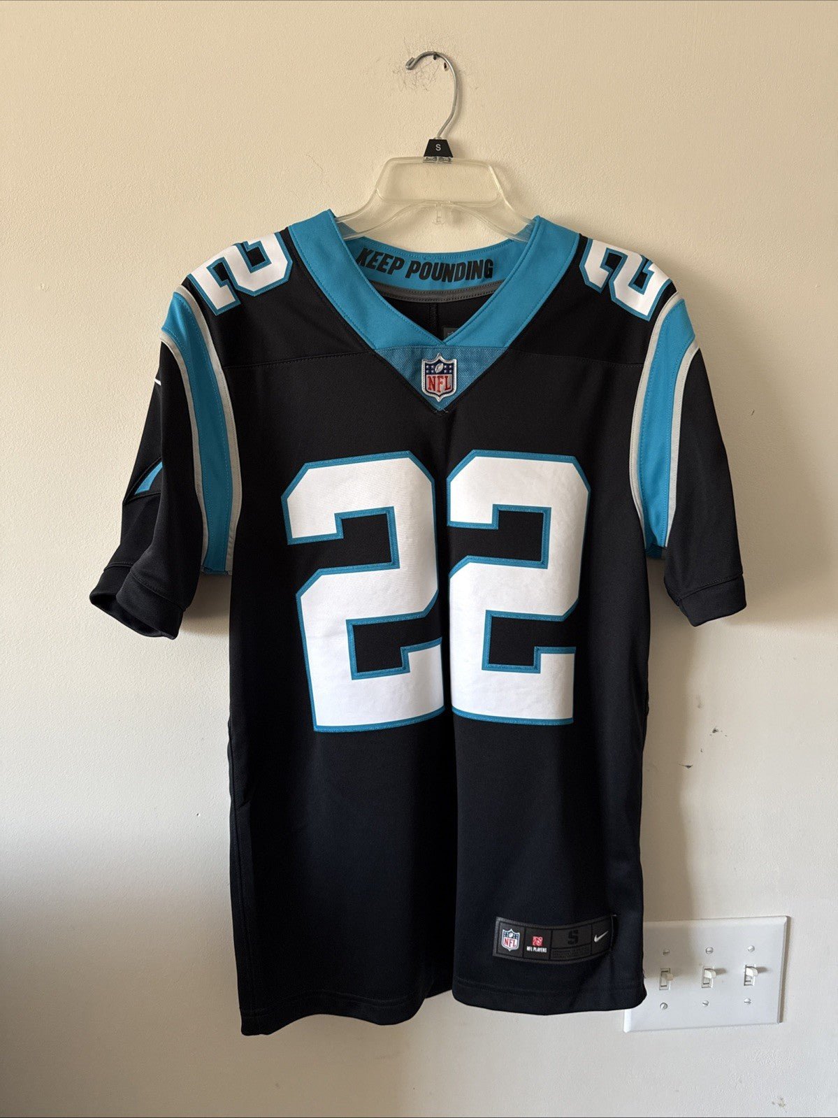 Men’s Nike CHRISTIAN MCCAFFREY 22 Carolina Panthers Vapor Lmtd Jersey Sz S - Kyle’s Football Cards