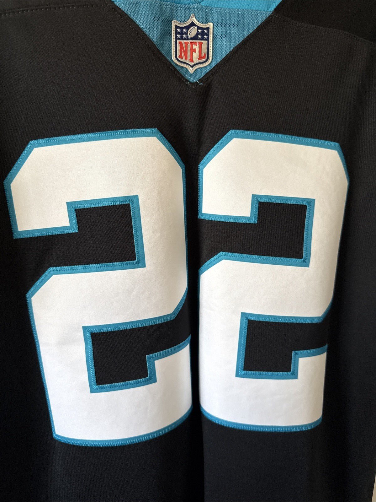 Men’s Nike CHRISTIAN MCCAFFREY 22 Carolina Panthers Vapor Lmtd Jersey Sz S - Kyle’s Football Cards