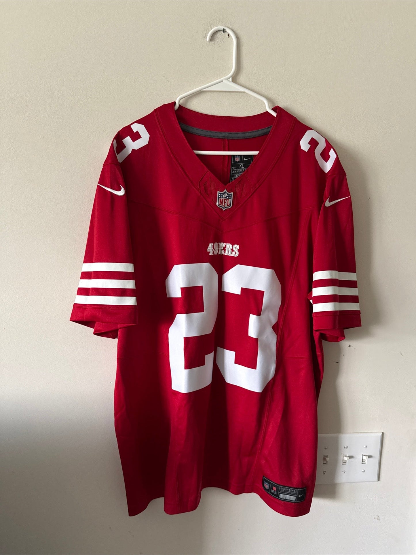 Men’s Nike Christian McCaffrey 23 SF 49ers Vapor Lmtd NFL Jersey Sz XL - RARE - Kyle’s Football Cards