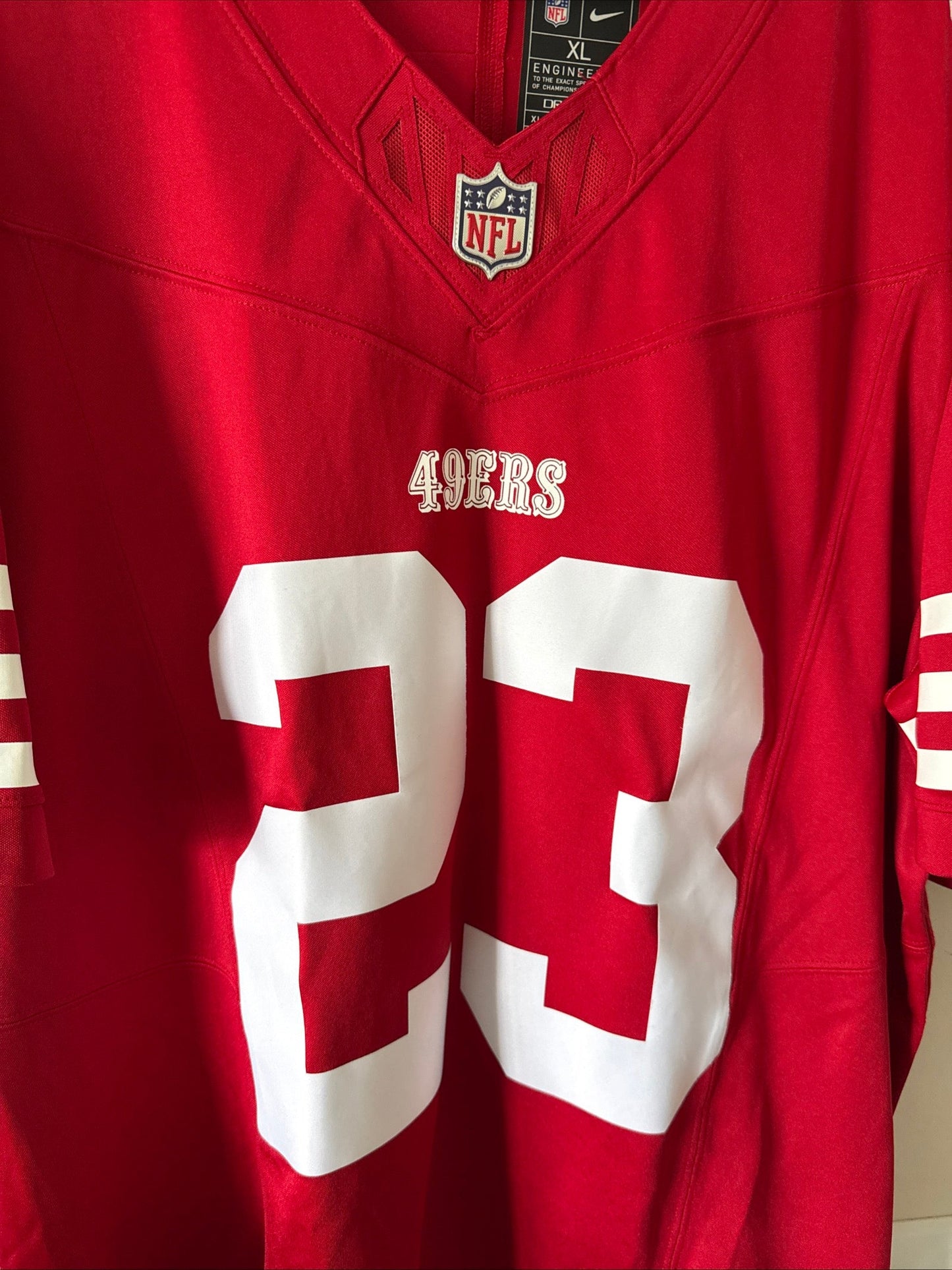 Men’s Nike Christian McCaffrey 23 SF 49ers Vapor Lmtd NFL Jersey Sz XL - RARE - Kyle’s Football Cards