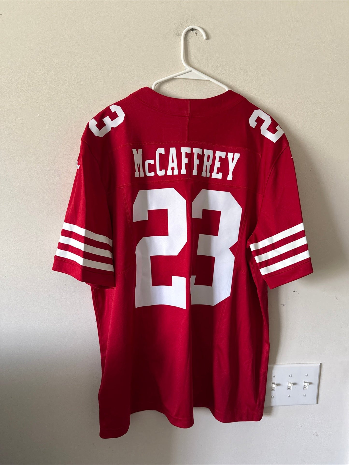 Men’s Nike Christian McCaffrey 23 SF 49ers Vapor Lmtd NFL Jersey Sz XL - RARE - Kyle’s Football Cards