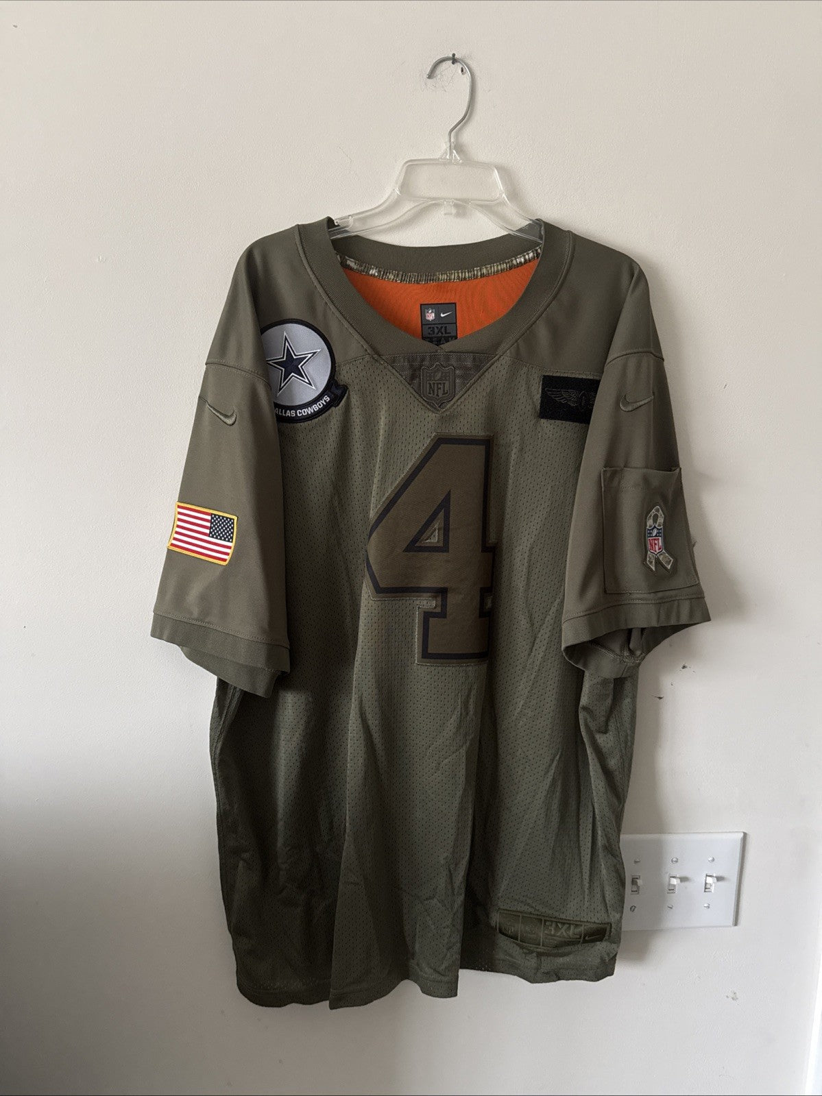 Men’s Nike Dak Precott 4 Dallas Cowboys 2019 Salute To Service Jersey Sz 3XL - Kyle’s Football Cards