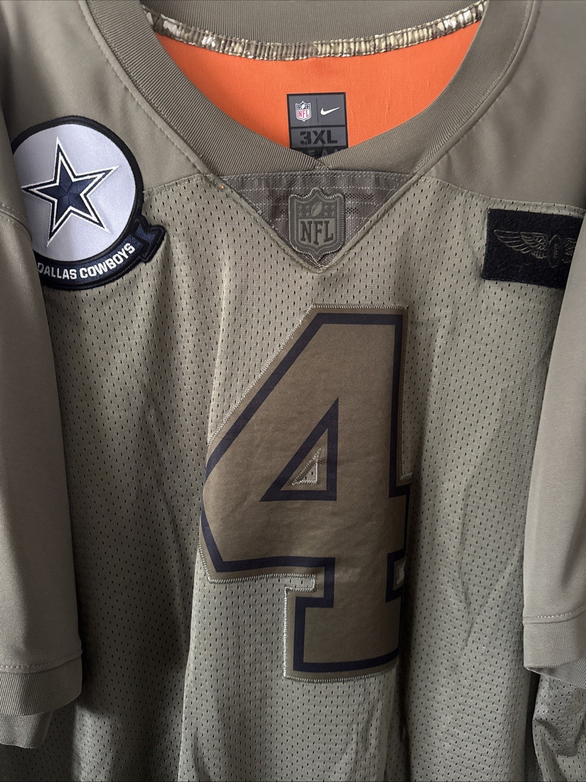 Men’s Nike Dak Precott 4 Dallas Cowboys 2019 Salute To Service Jersey Sz 3XL - Kyle’s Football Cards