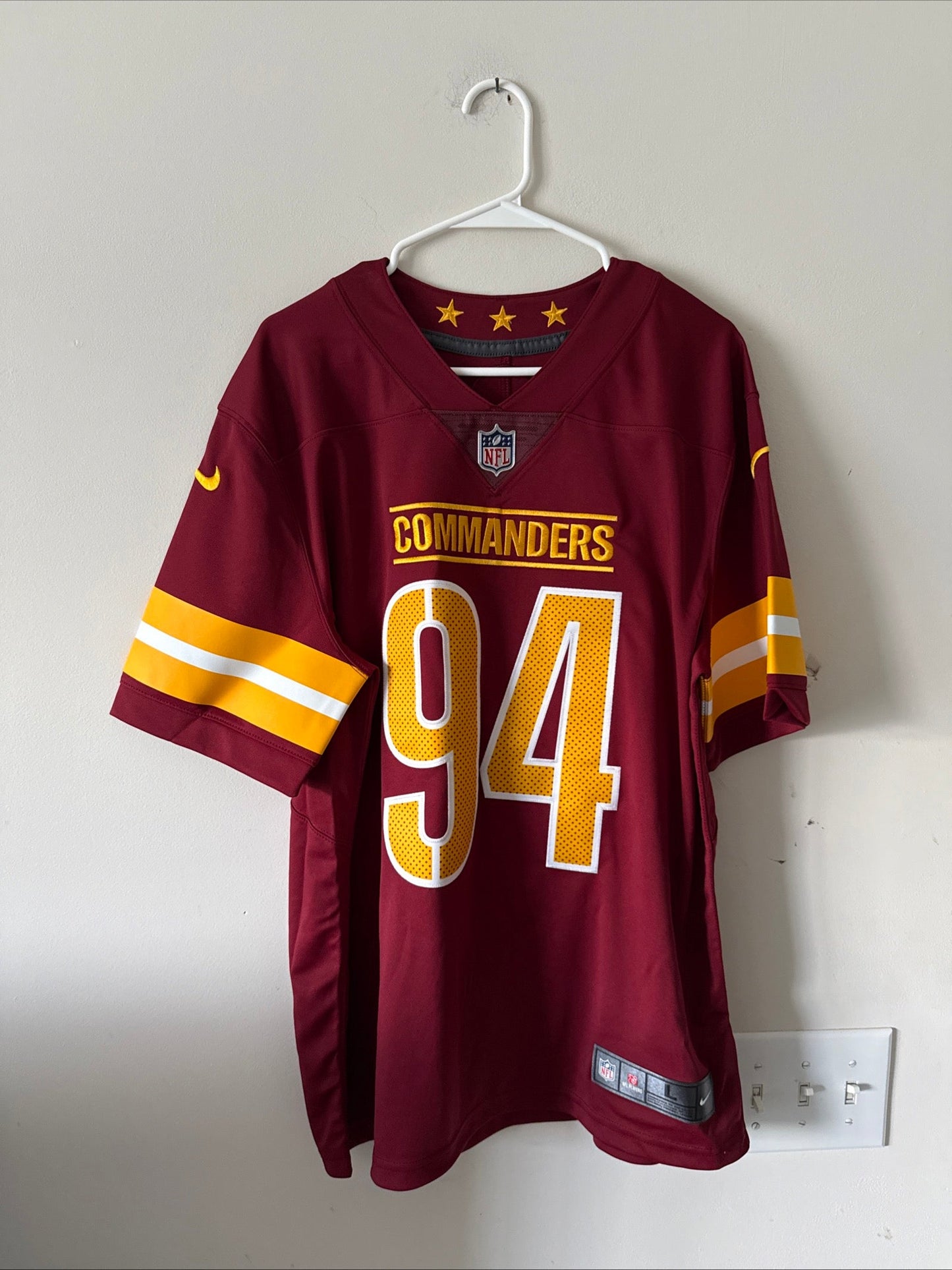 Men’s Nike Da'Ron Payne 94 Washington Commanders Vapor Lmtd Jersey Sz L - RARE - Kyle’s Football Cards