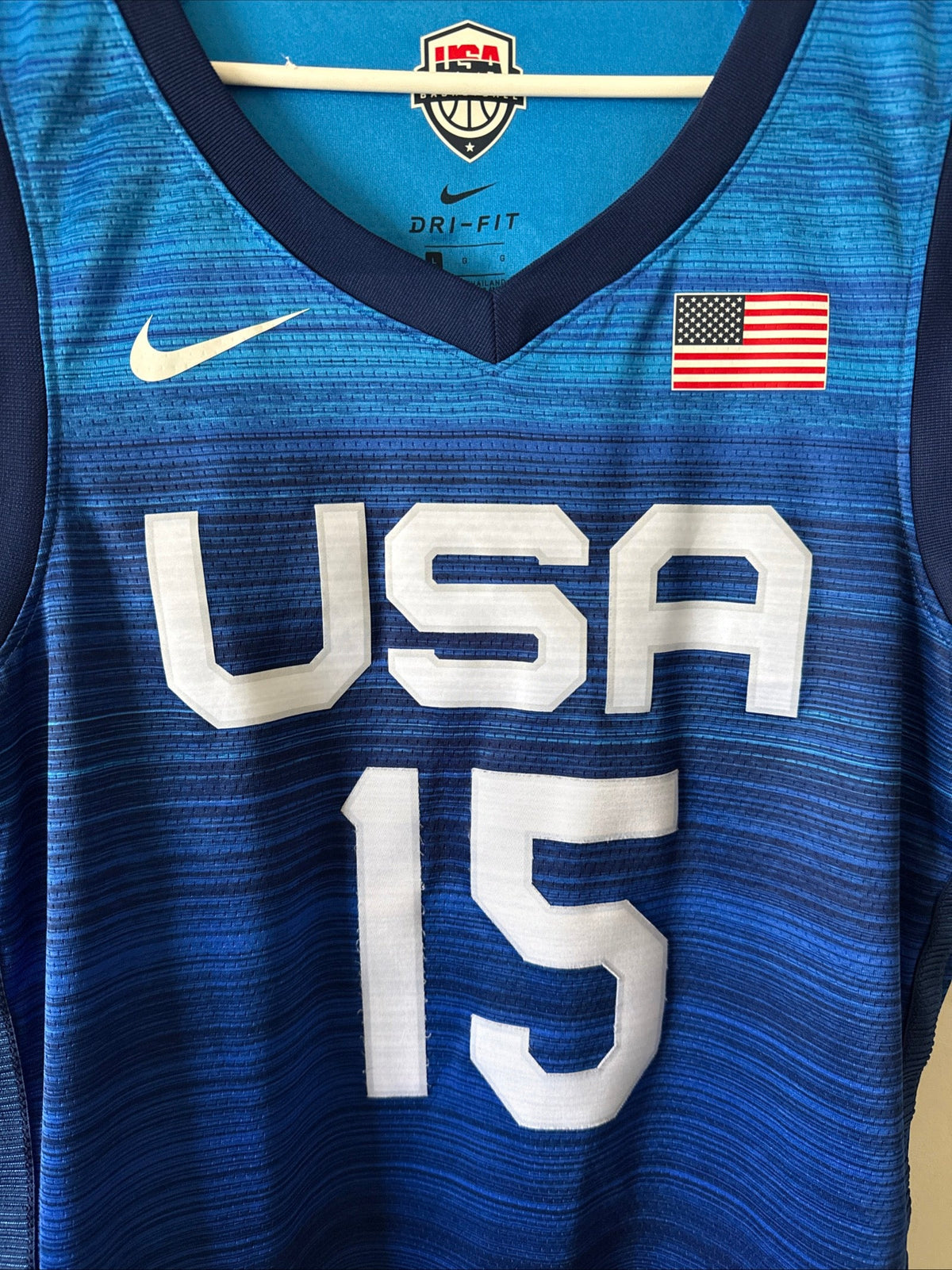 Men's Nike Devin Booker 15 Team USA 2024 Tokyo Olympics Jersey Sz L - RARE - Kyle’s Football Cards