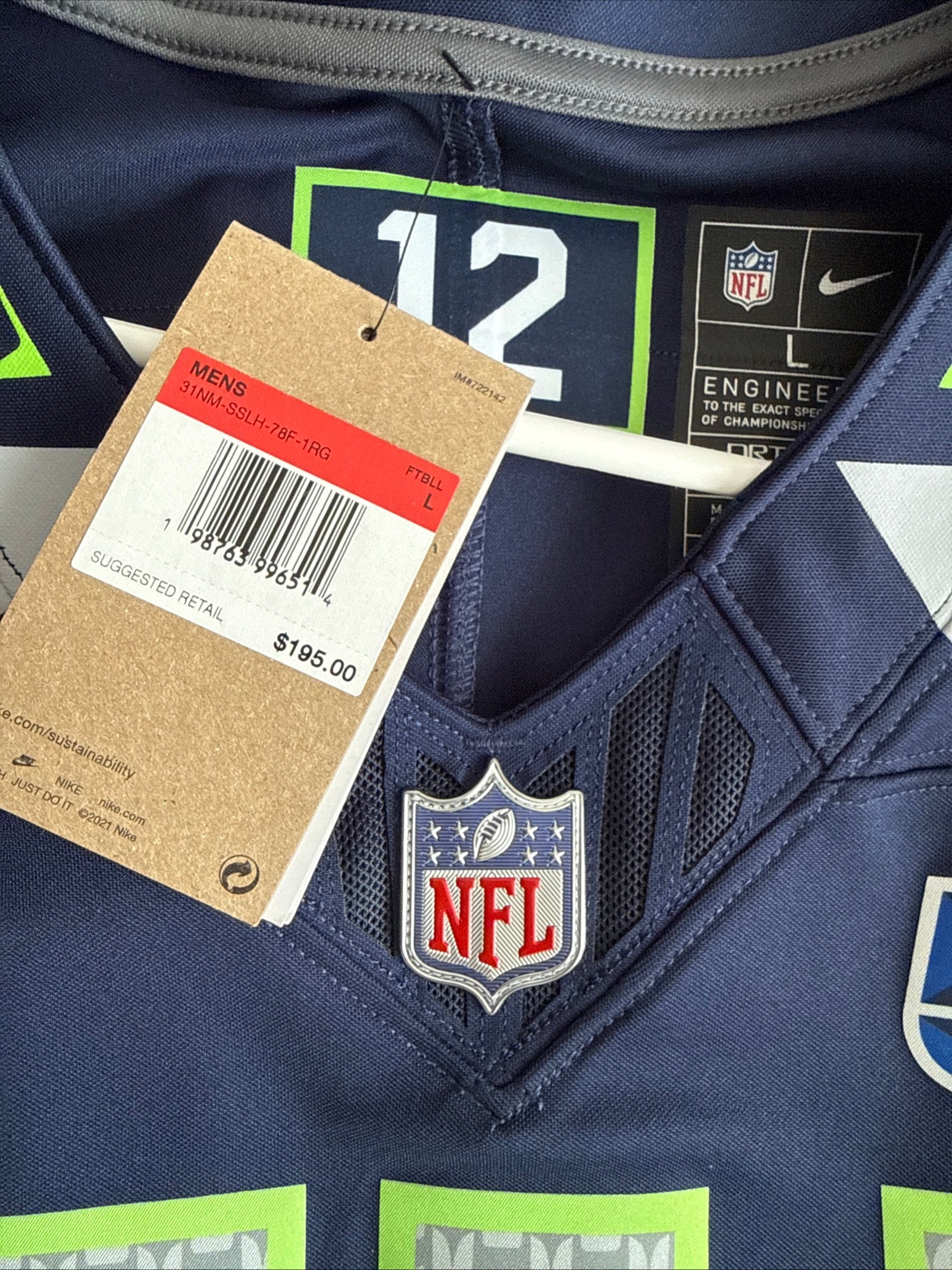 Men’s Nike DK Metcalf 14 Seahawks 50th Season Vapor Lmtd Jersey Sz L - NWT RARE - Kyle’s Football Cards