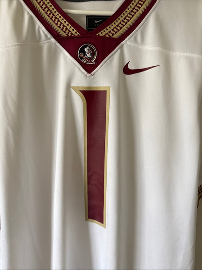 Men's Nike Florida State Seminoles 1 NCAA Football Game Jersey Sz L - White - Kyle’s Football Cards