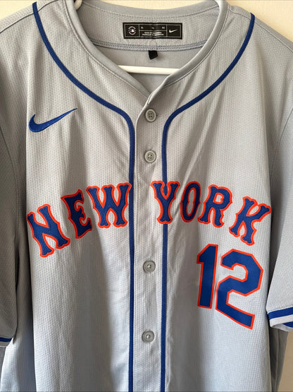 Men's Nike Francisco Lindor #12 New York Mets Road Lmtd Jersey Sz XL - Gray RARE - Kyle’s Football Cards
