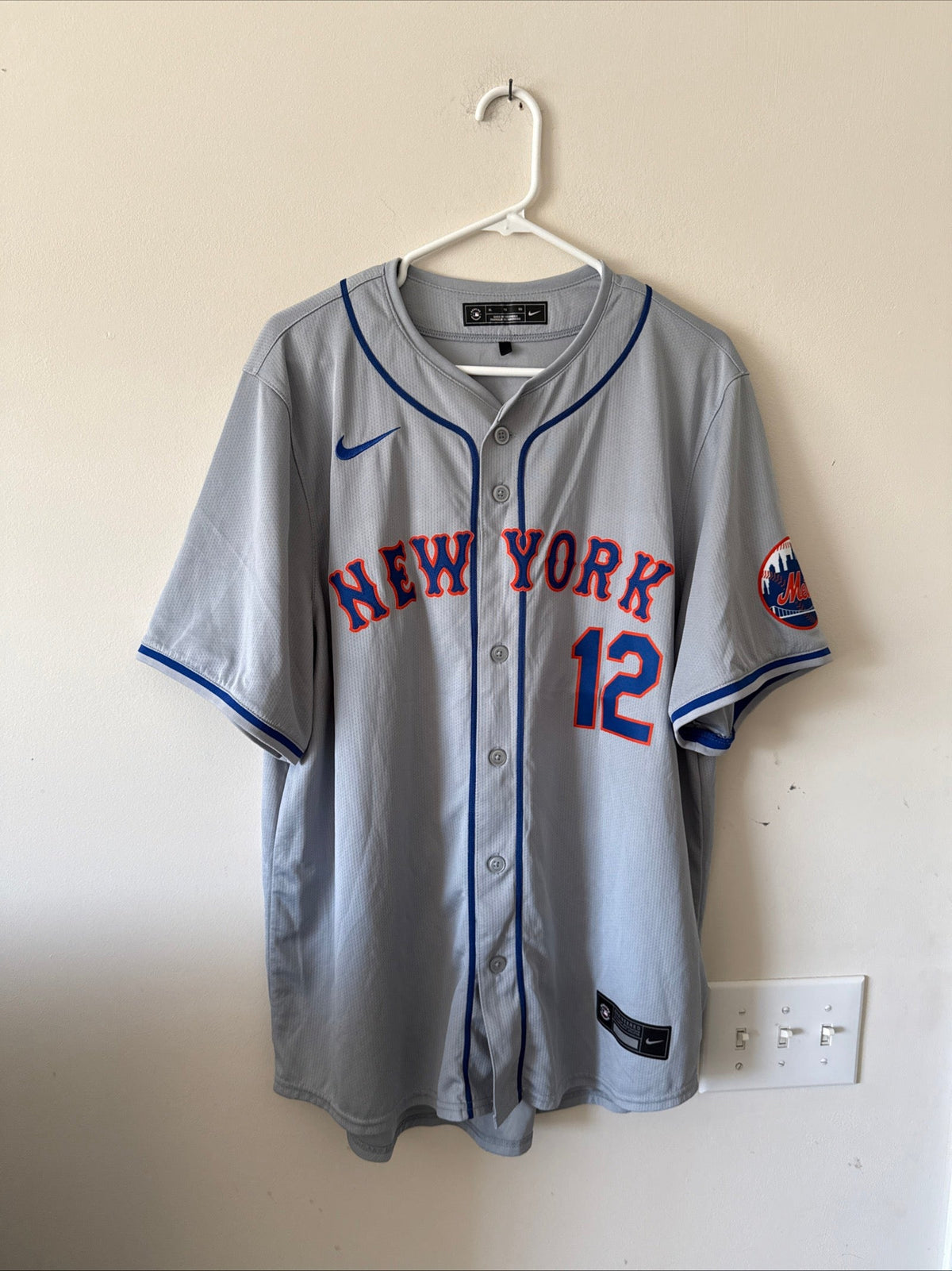Men's Nike Francisco Lindor #12 New York Mets Road Lmtd Jersey Sz XL - Gray RARE - Kyle’s Football Cards