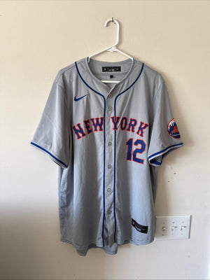 Men's Nike Francisco Lindor #12 New York Mets Road Lmtd Jersey Sz XL - Gray RARE