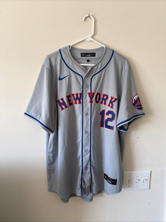 Men's Nike Francisco Lindor #12 New York Mets Road Lmtd Jersey Sz XL - Gray RARE - Kyle’s Football Cards