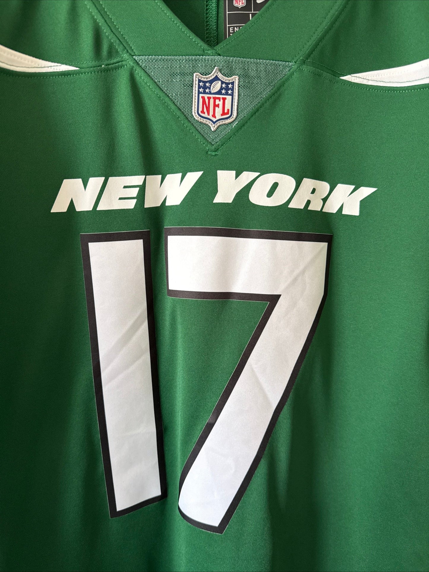 Men's Nike Garrett Wilson 17 New York Jets Vapor Lmtd NFL Jersey Sz L - RARE - Kyle’s Football Cards
