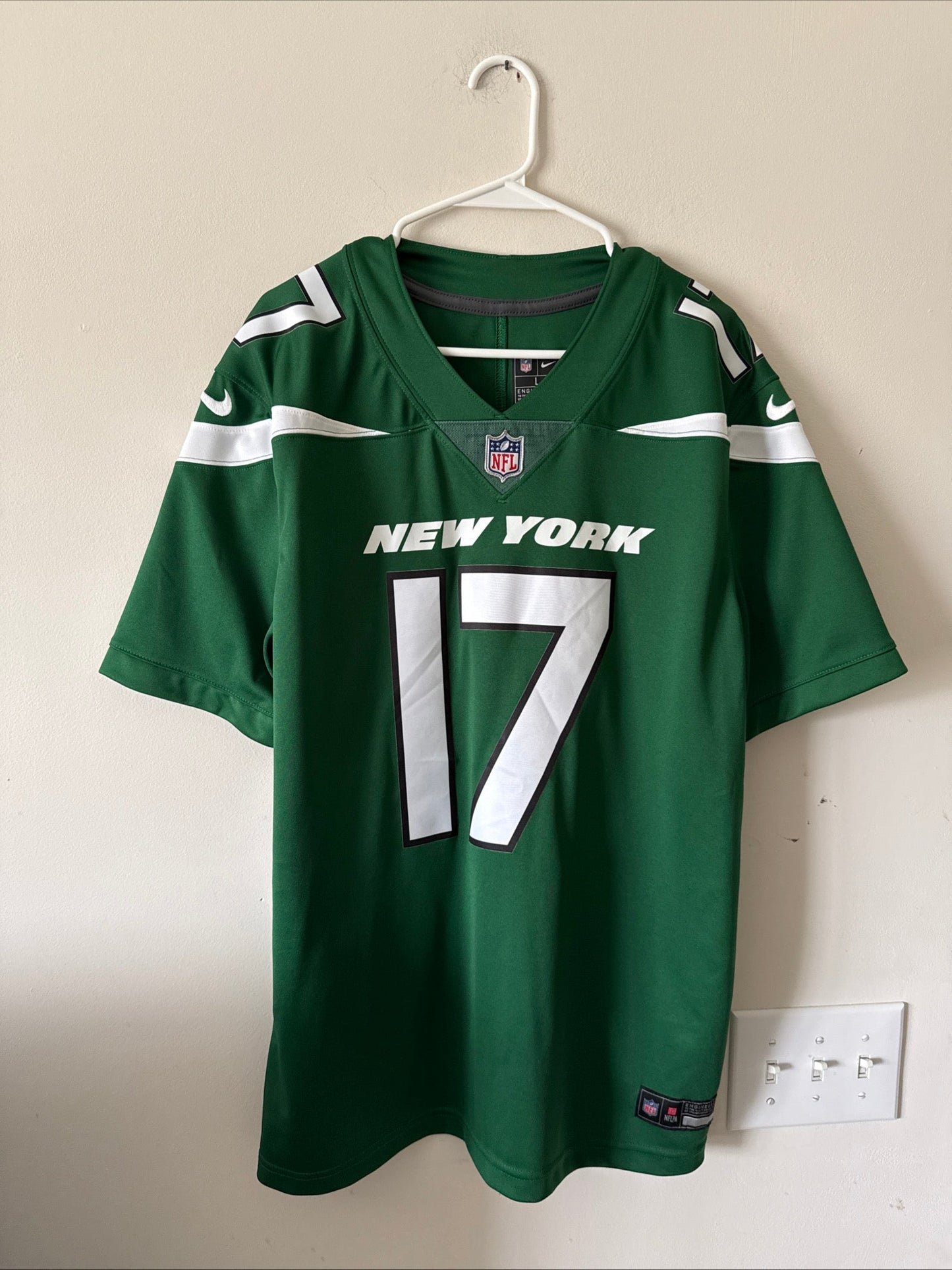 Men's Nike Garrett Wilson 17 New York Jets Vapor Lmtd NFL Jersey Sz L - RARE - Kyle’s Football Cards