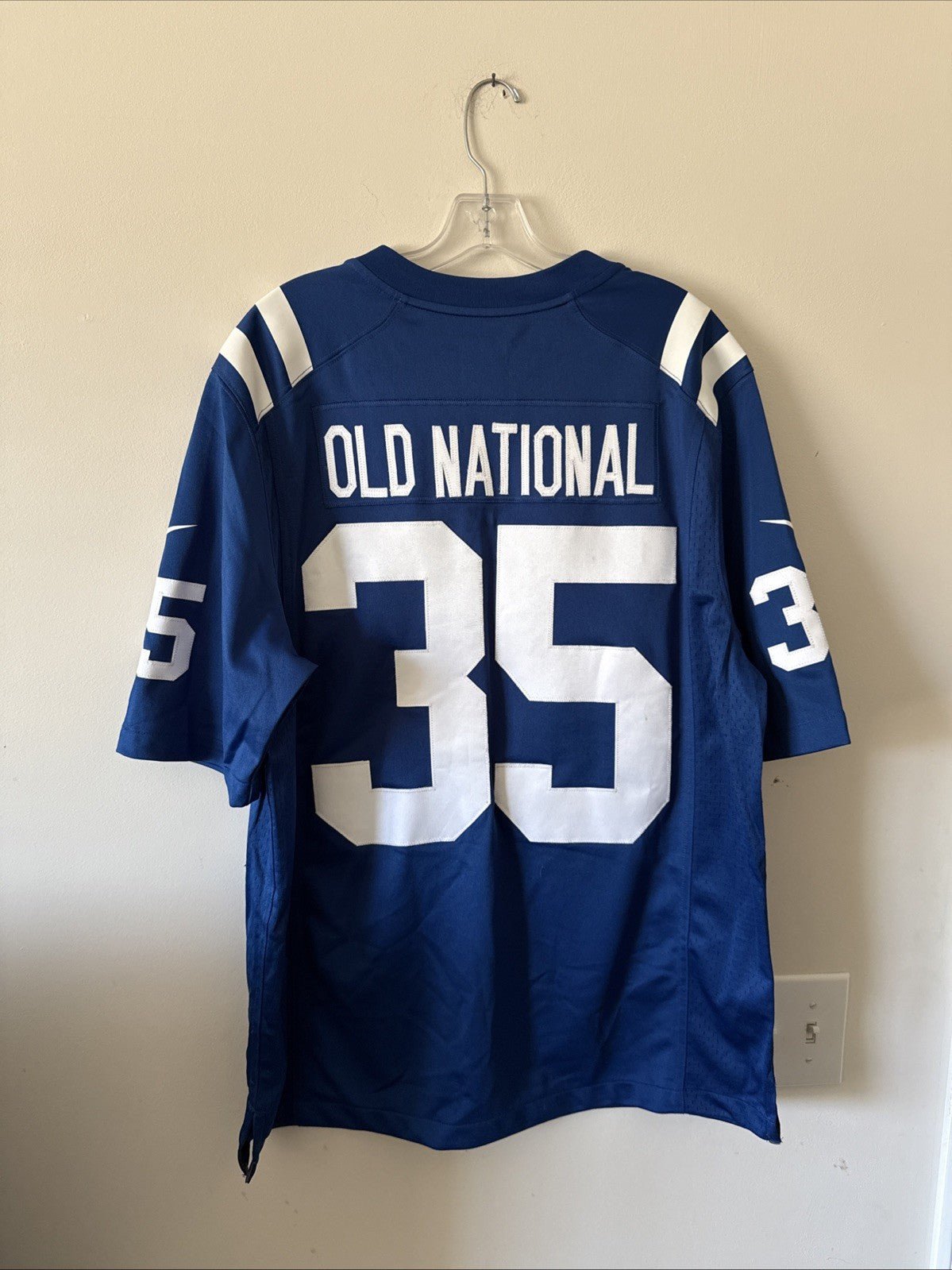 Men’s Nike Indianapolis Colts “Old National” 35 Seasons Jersey Sz L - Blue RARE - Kyle’s Football Cards