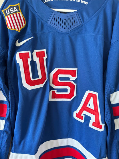 Men’s Nike Jack Hughes 86 Team USA Hockey Jersey 2026 Olympics Sz L Blue RARE - Kyle’s Football Cards