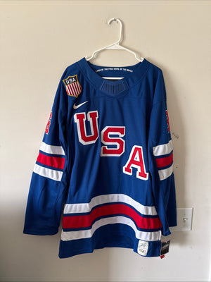 Men’s Nike Jack Hughes #86 Team USA Hockey Jersey 2026 Olympics Sz L Blue RARE