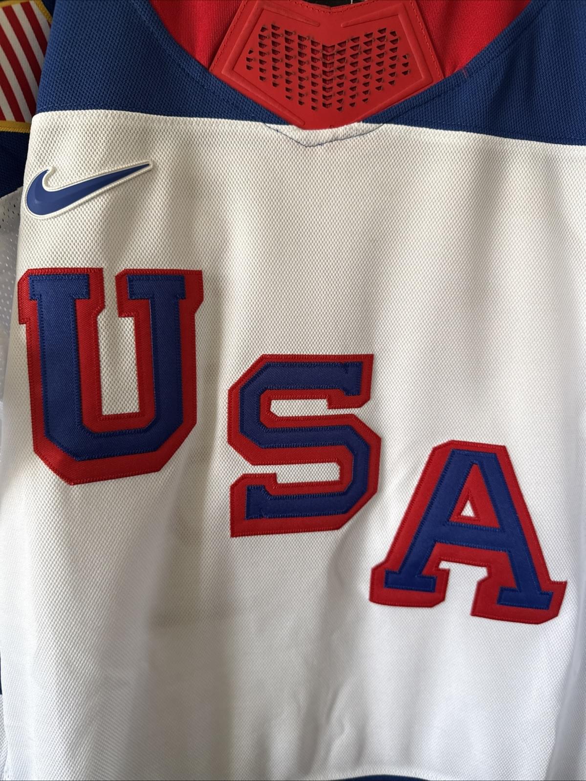 Men’s Nike Jack Hughes #86 Team USA Hockey Jersey 2026 Olympics Sz L White RARE - Kyle’s Football Cards