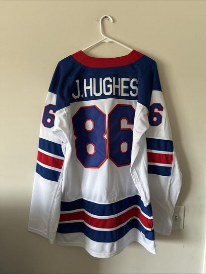 Men’s Nike Jack Hughes #86 Team USA Hockey Jersey 2026 Olympics Sz L White RARE - Kyle’s Football Cards