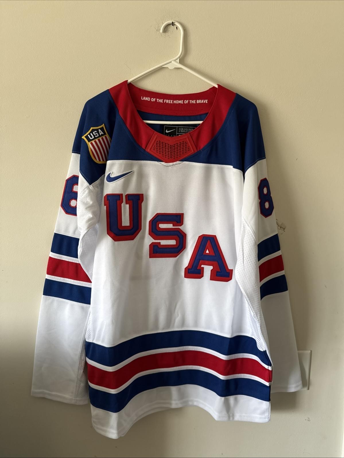 Men’s Nike Jack Hughes #86 Team USA Hockey Jersey 2026 Olympics Sz L White RARE - Kyle’s Football Cards