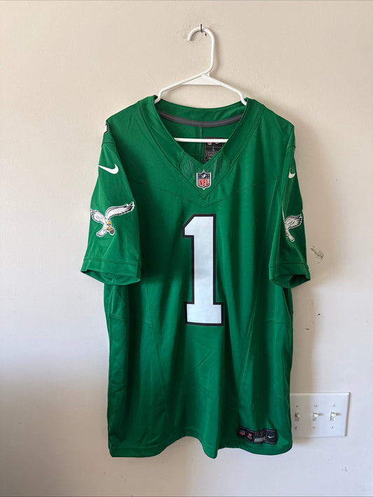 Men’s Nike Jalen Hurts #1 Philadelphia Eagles Vapor Lmtd NFL Jersey Sz L - RARE - Kyle’s Football Cards
