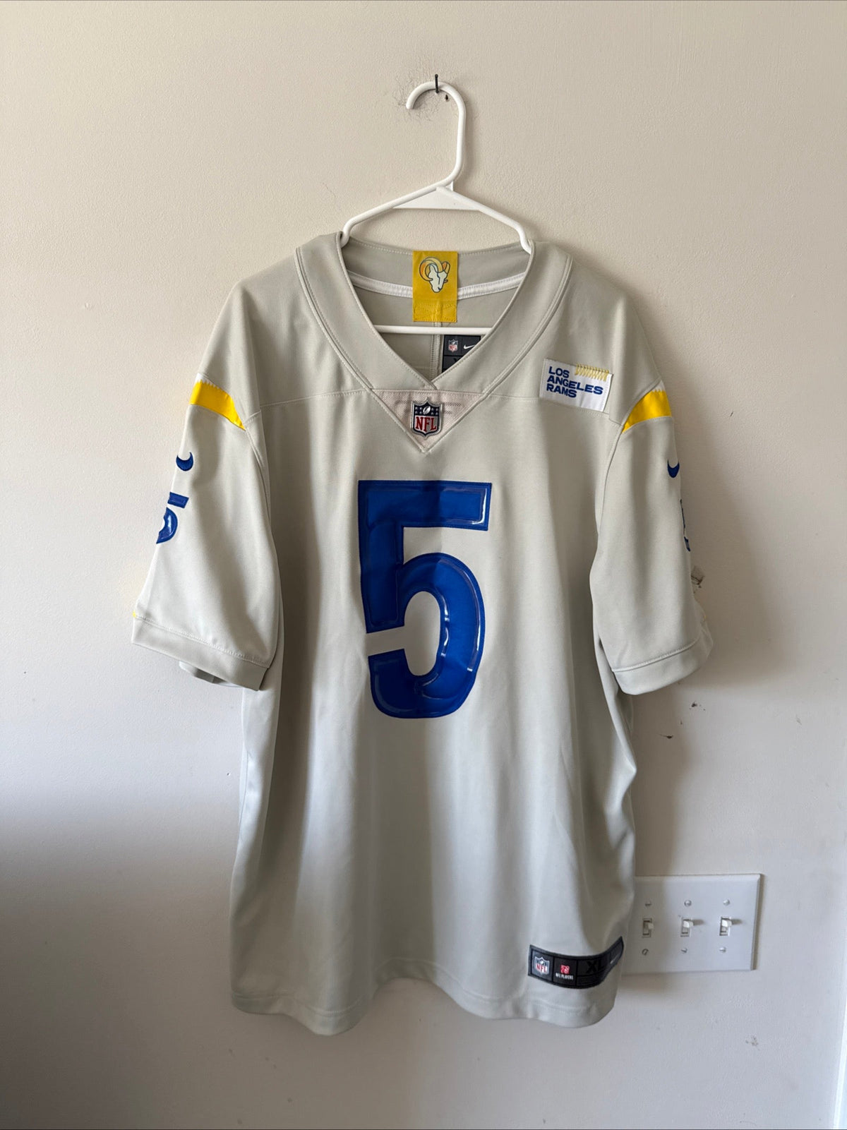 Men's Nike Jalen Ramsey #5 LA Rams 2020 Vapor Lmtd NFL Jersey Sz XL - Bone RARE - Kyle’s Football Cards
