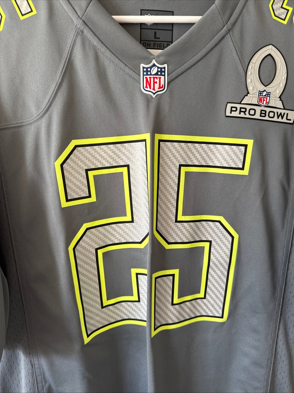 Men’s Nike Jamaal Charles #25 KC Chiefs 2014 Pro Bowl Jersey Sz L - Grey RARE - Kyle’s Football Cards