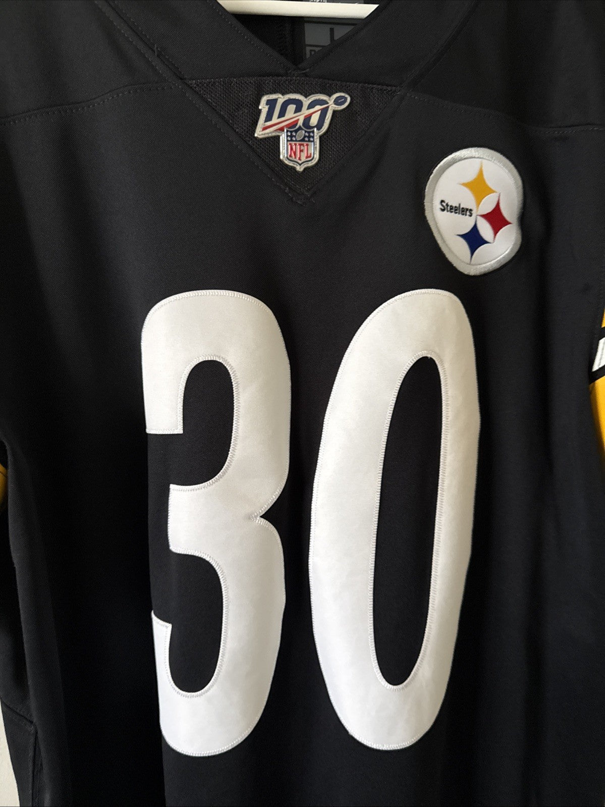 Men’s Nike James Conner #30 Steelers 100 Patch Vapor Lmtd Jersey Sz L Black RARE - Kyle’s Football Cards