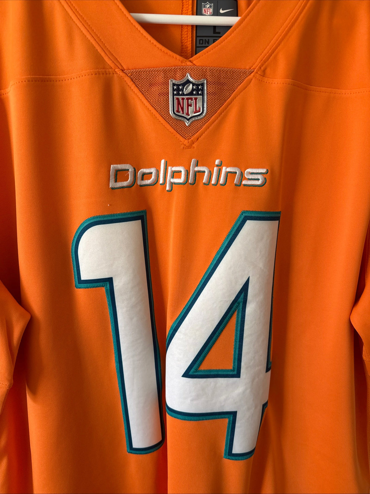 Men's Nike Jarvis Landry #14 Miami Dolphins Vapor Lmtd Color Rush Jersey Sz L - Kyle’s Football Cards