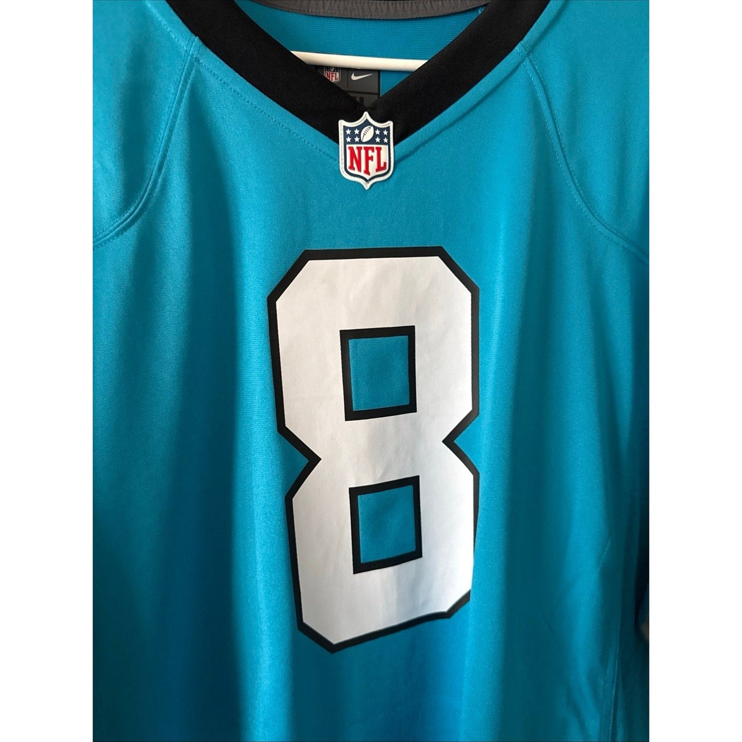 Men’s Nike Jaycee Horn 8 Carolina Panthers Football NFL Jersey Sz 2XL - Blue - Kyle’s Football Cards