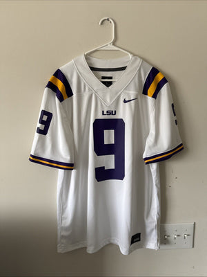 Men’s Nike Joe Burrow #9 LSU Tigers NCAA Football Jersey Sz L - White RARE